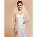 Two-tier Fingertip Wedding Veil With Applique Edge