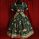 Funny Amusement Park Short Sleeve Knee-length Dark Green Cotton Sweet Lolita Dress