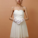 Satin Fingertips Flower Girl Wrist Length Gloves With Bow And Lace