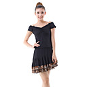 Dancewear Leopard Printed Viscose Latin Dance Outfits Top and Skirt For Ladies