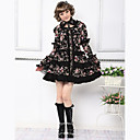 Longue à manches courtes en coton noir Pays Floral Robe Lolita