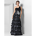Sheath/Column One Shoulder Floor-length Tulle And Chiffon Evening Dress