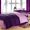 4PCS Viola Double Face Purple Cotton Duvet Cover Set