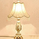 Luz 40W elegante mesa con pantalla de tela y Candelabro Resina Pintura