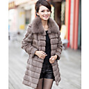 Elegante manga larga con cuello de piel de zorro noche Rabbit Fur Coat (más colores)
