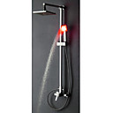 Single Handle Contemporary Color Changing LED Shower Faucet with 8 inch Shower Head + Hand Shower