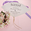 Personalized Pearl Paper Hand Fan - Black Flower (Set of 12)
