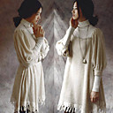 Frauen ¾-Arm A-Linie Kleid mit Fransen Hem