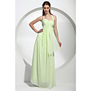Sheath/ Column Halter Floor-Length Chiffon Over Mading Bridesmaid/ Wedding Party Dress