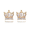 Gorgeous Imperial Crown Design 18K Gold Plated CZ Cubic Zirconia Earring(More Colors)