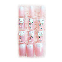 24PCS 3D Diamond Pearl Nail Art Tips Toepassing van Gum Luxe Bride Pink Glitter