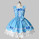 Sans manches Sky Court Bleu et Blanc Robe Lolita Coton Pays