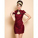 TS cuello hundiendo vestido de encaje bodycon chino