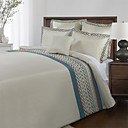 5PCS Rhombus Pattern Embroidery Polyester Duvet Cover Set