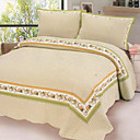 3PCS Yellow Plaid Cotton Queen Size Quilt Set