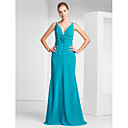 Trumpet/Mermaid V-neck Floor-length Chiffon Evening Dress