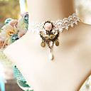 Retro White Lace Necklace with Mask Pedant