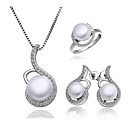 Cuprum belle avec zircon / Set Bijoux en perles des femmes y compris le collier, boucles d'oreilles, bague