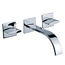 Wall Mount Contemporary Style Chrome Finish Brass Bathroom Sink Faucets