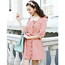 Women's Button Through Dress with Pleats