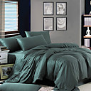 4PCS Vera Dark Green Solid Cotton Duvet Cover Set