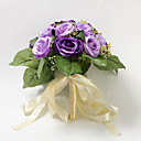 Pretty Hand-tied Purple Satin Rose Wedding Bridal Bouquet