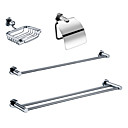 Chrome Finition Sets Accessoires salle de bains (Inclure savon, porte papier toilette, 2 porte-serviettes - Laiton)
