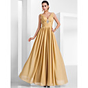 a-line V-Ausschnitt bodenlangen Chiffon Abendkleid