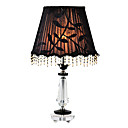 40W Retro Table Light with Crystal Lamp Pole and Fabric Pattern Shade