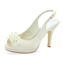 Beautiful Satin Stiletto Heel Peep Toe With Imitation Pearl / Flower Wedding Shoes (More Colors)