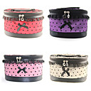 1PCS Cosmetic Makeup Pouch Portable Case Bag with Mirrors Fishnet Dot Lace Bowknot(Assorted Colors)