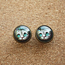 Damen: altmodische Licht Blue Eyes Cats Round Copper Studs