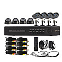 8 Channel One-Touch Online CCTV DVR System(4 Outdoor Waterproof Camera& 4 Indoor Dome Camera)