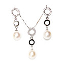 Fashion Ivory Silver Pearl Ladies' Jewelry Set Including Necklace and Earrings