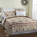 3PCS Beige Floral Cotton Königin Quilt Set