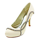 Satin Stiletto Heel Pumps With Rhinestone Wedding Shoes (More Colors)