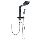 Contemporary Wall Mount Shower Panel Faucet with Hand Shower - Painting Finish (Black)