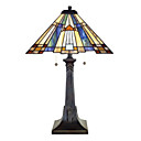 60W Artistic Tiffany Glass Light with Resin Stand