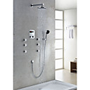Contemporary Thermostatic Chrome Finish LCD 8 inch Round Showerhead + Handshower