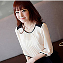 Blusa da luva das mulheres chiffon plissado ¾