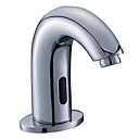 Contemporary Style Chrome Finish Deck Mounted Brass Sensor Curve Style Bathroom Sink Faucets