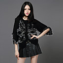 3/4 Sleeve Collarless Sweater/Rabbit Fur Casual/Party Jacket(More Colors)