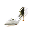 Top Quality Satin Upper High Heel Closed-toes With Rhinestones Wedding Bridal Shoes