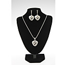 Women's Metal Heart Black Zircon Diamond Set