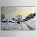 Aceite famosa pintura Un carro en el camino nevado en Saint-Siméon Farm por Claude Monet