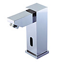 Contemporary Style Deck Mounted Chrome Finish Brass Sensor Bathroom Sink Faucets