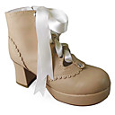 Handmade Beige PU Leather 7.5cm High Heel Sweet Lolita Shoes