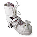 Handmade White PU Leather 7.5cm High Heel Country Lolita Shoes