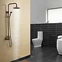 Antique Brass Single Handle Wall Mount Rain + Handheld Shower Faucet