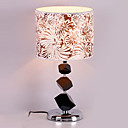 40W Hedendaagse tafel licht met kristallen lamp Paal en bloemen bedrukte stoffen kap in gepolijst chroom